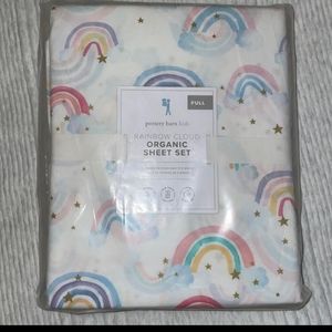 Pottery barn kids organic full sheet set with rainbows